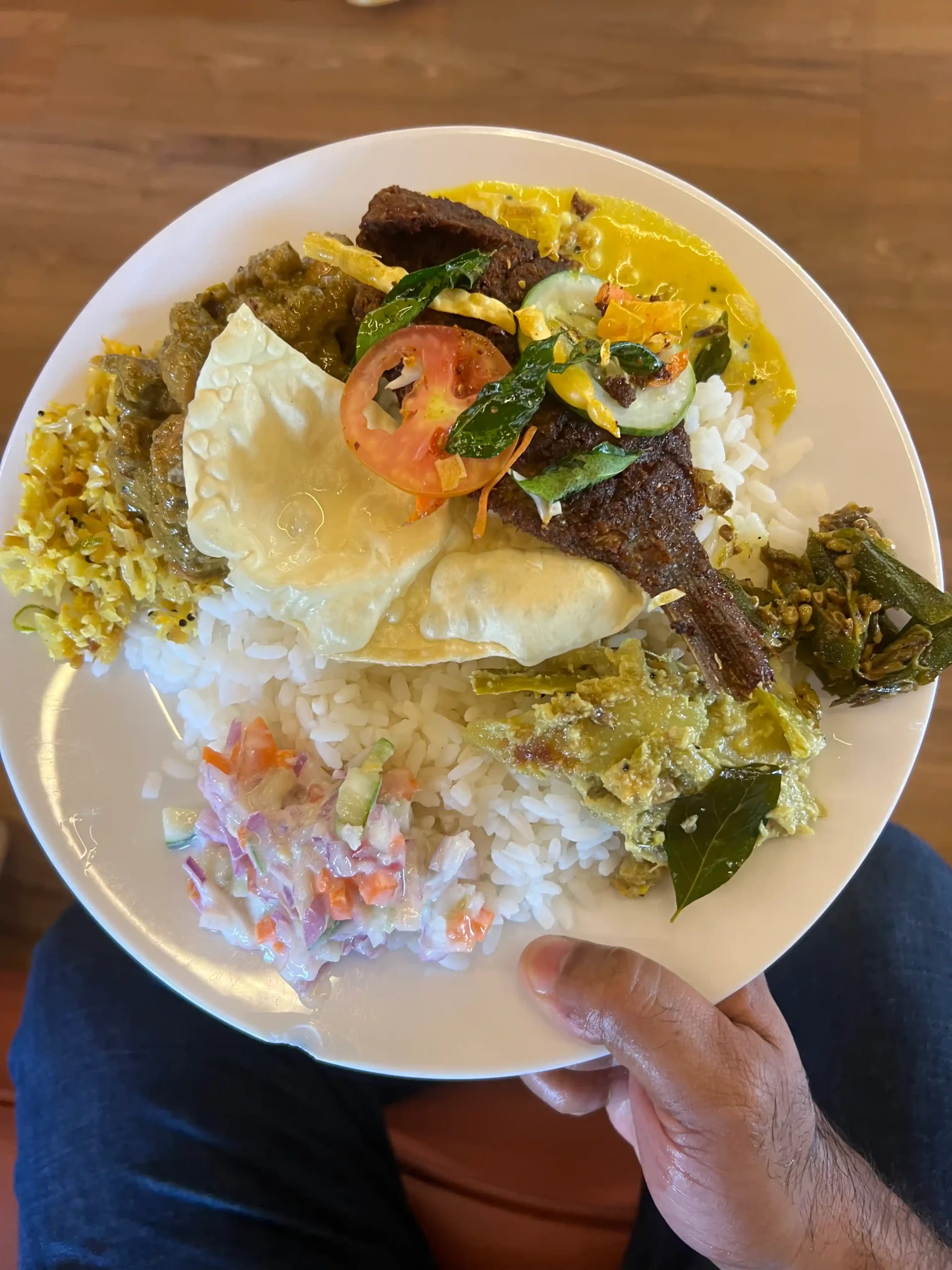Traditional Kerala meal plate served on the houseboat
